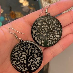 black and silver glitter earrings!
